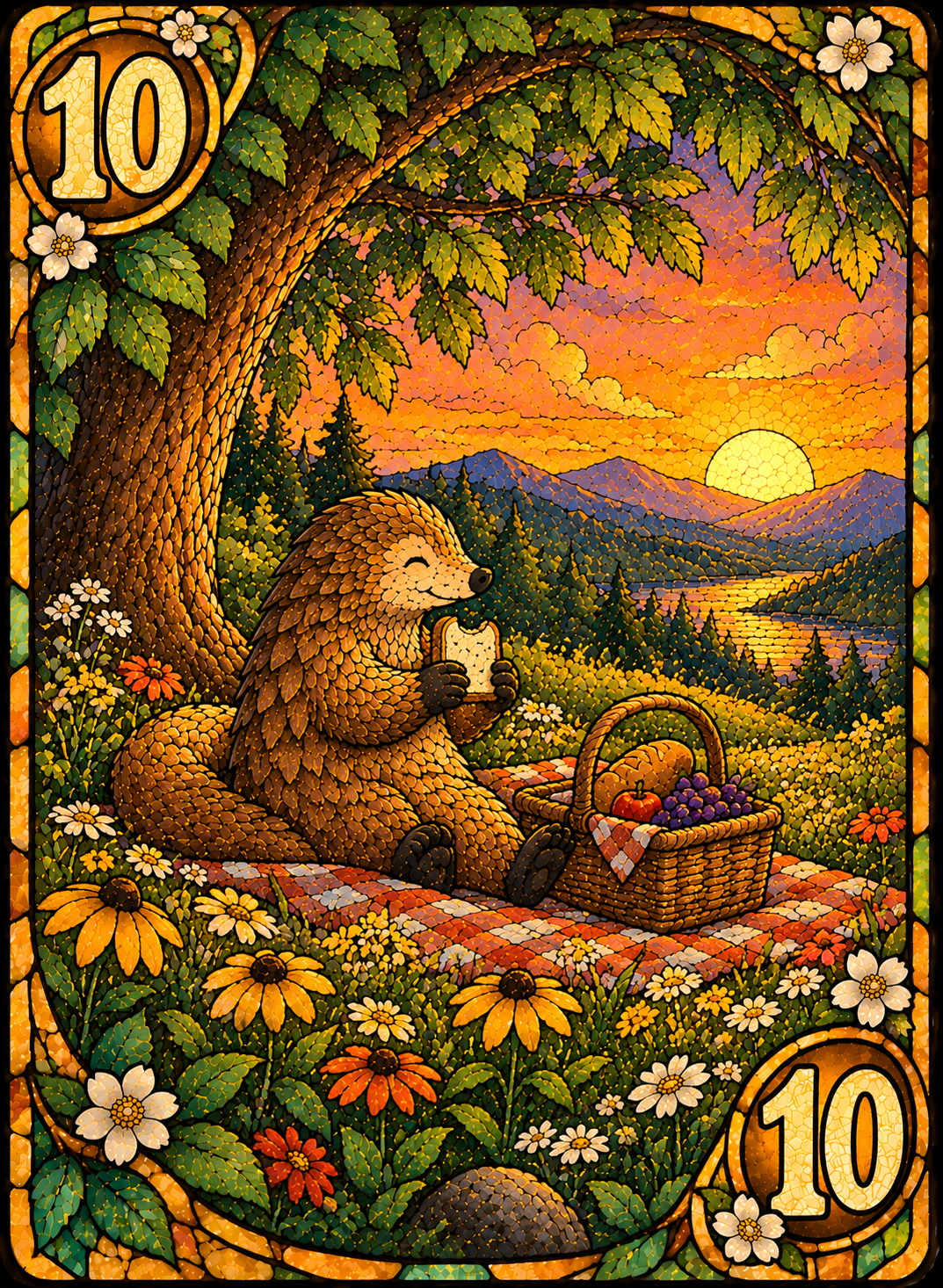 Seed card 10, Pango having a picnic